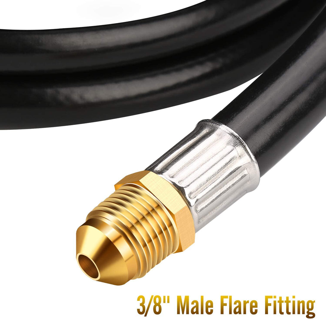 WADEO 12FT Propane Extension Hose, 3/8 Inch Female Flare Fitting, 3/8 Inch Male Flare Fitting Propane Hose for Gas Grill, RV, Turkey Cooker, Propane Fire Pit, Heater, Generator, Gas Grill, and More