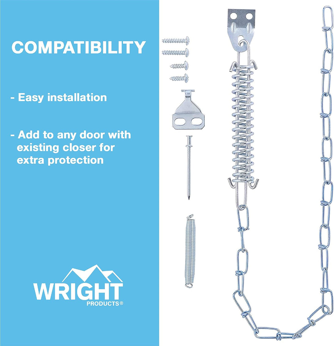 Wright Products V11 Steel Screen and Storm Door Chain Stop-Absorbs Shock from Wind, Zinc