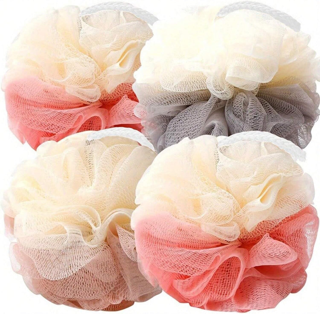 Loofah Sponge Pack of 4,Deep Cleansing Body Scrubber for Shower, Exfoliating Bath Sponge for Women and Men Bathing Accessories (50G)