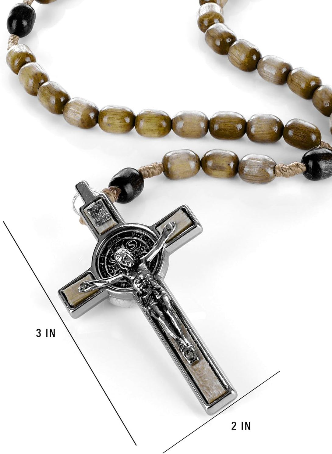 SANCTUM VERITAS Genuine Made in Italy Rosary Necklace Blessed by Pope Francis Saint Benedict Medal Cross Perfect for Car Mirror Rosarios Catolicos Para Hombre Patron of Students Christian Values