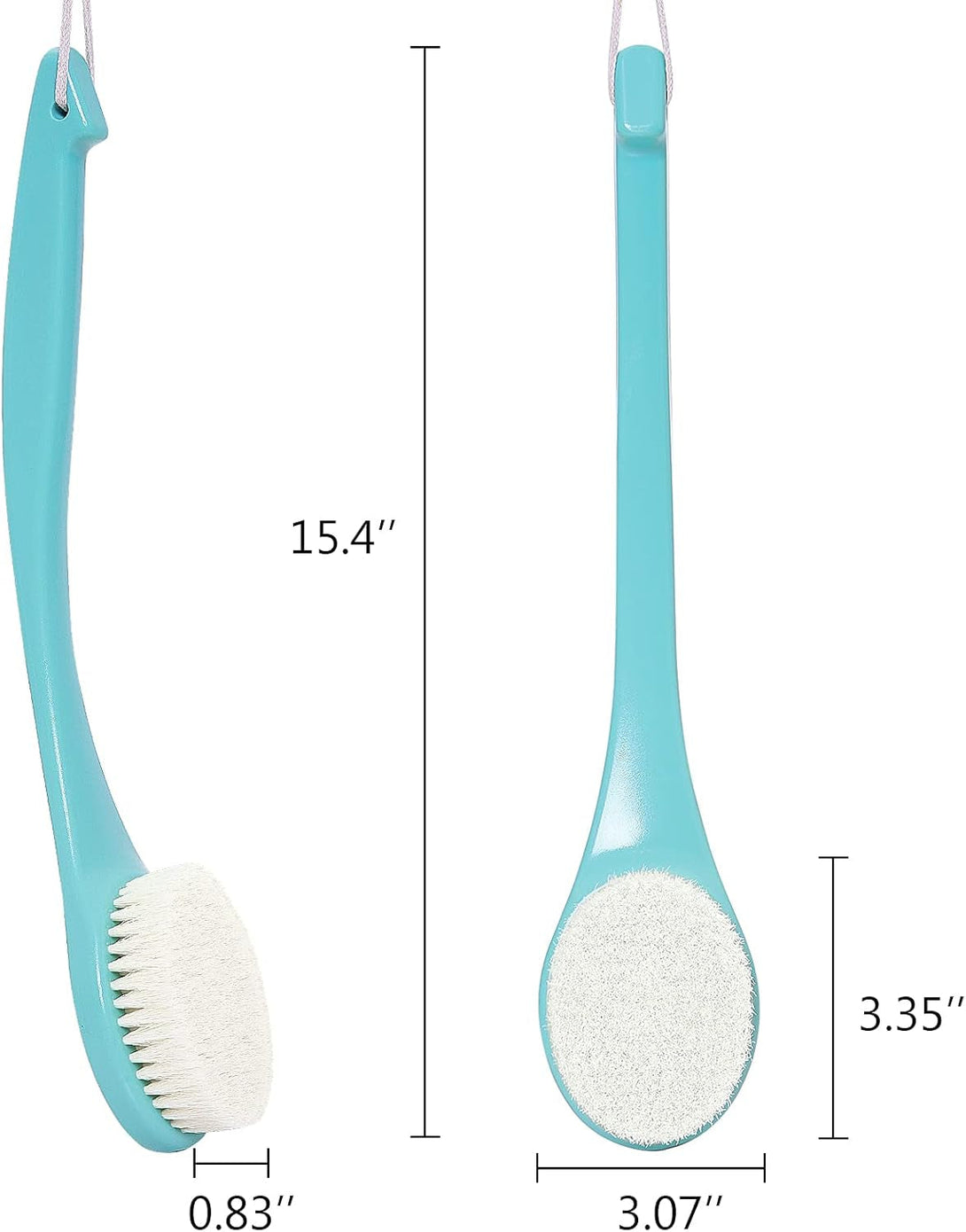 VANZAVANZU Exfoliating Shower Brush Back Scrubbers for Use in Shower, Plastic Bath Brush Long Handle for Shower with Moderate Bristles, Dry or Wet Back Brush for Shower Men Women-Green