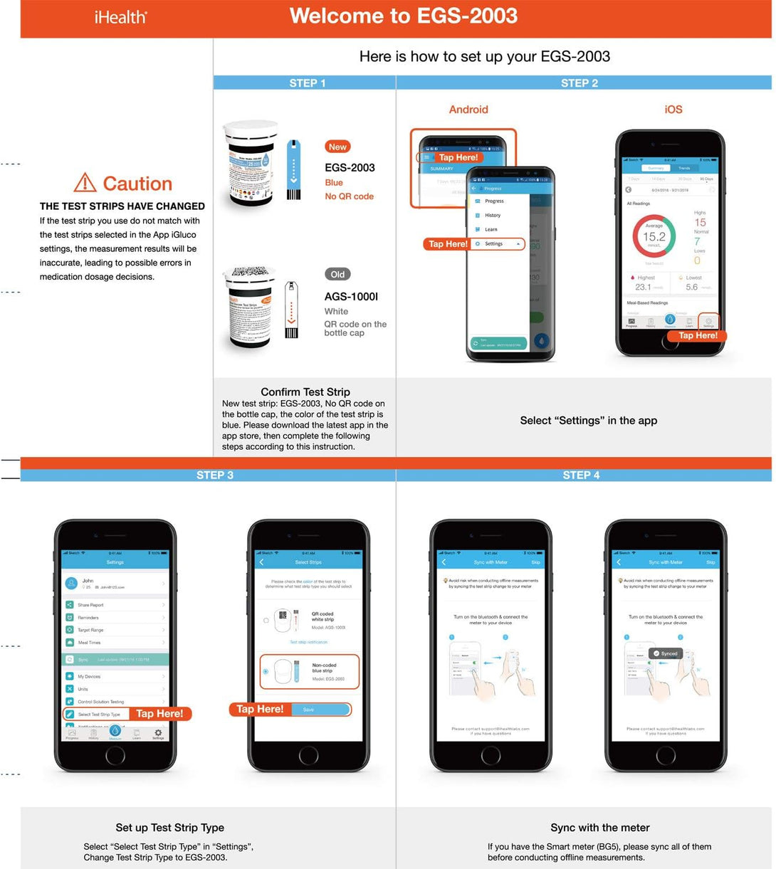 Ihealth Blood Glucose Test Strips (50 Count), No Coding Blood Sugar Test, Eligible for FSA Reimbursement, Precision Sugar Measurement for Diabetics, Strips Work Only in Ihealth Glucose Meters