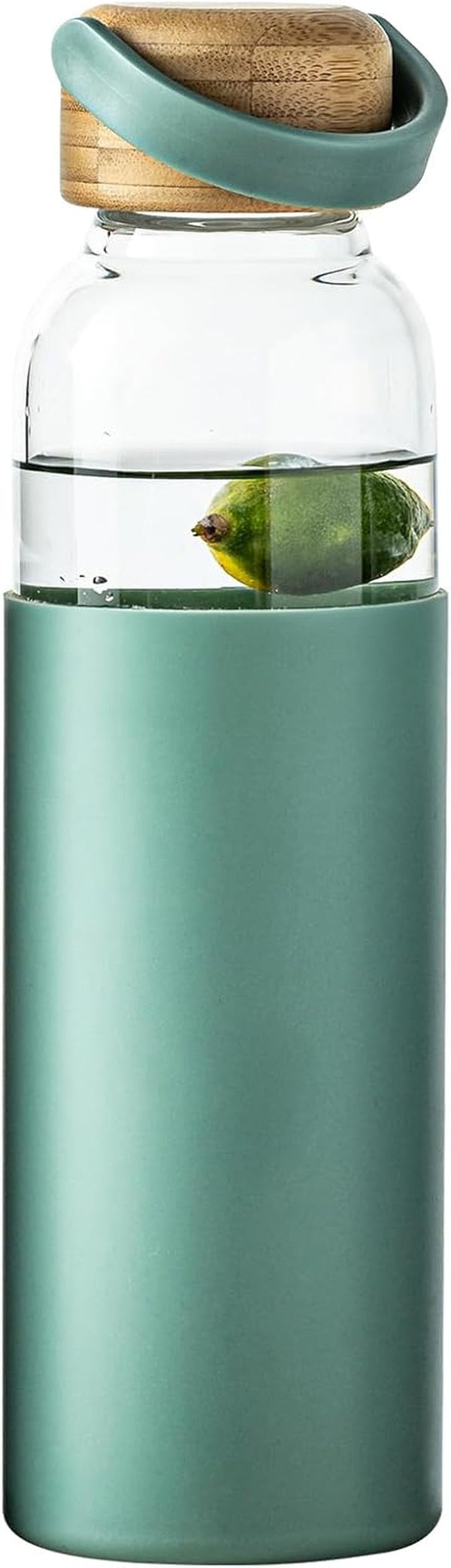 21Oz Borosilicate Glass Water Bottle with Non-Slip Sleeve & Leak-Proof Lid-Reusable Drink Bottle for Office,Travel,Gym,Hiking-Bpa Free,Ideal Gift for Home,Car & Fitness Enthusiasts (Green)