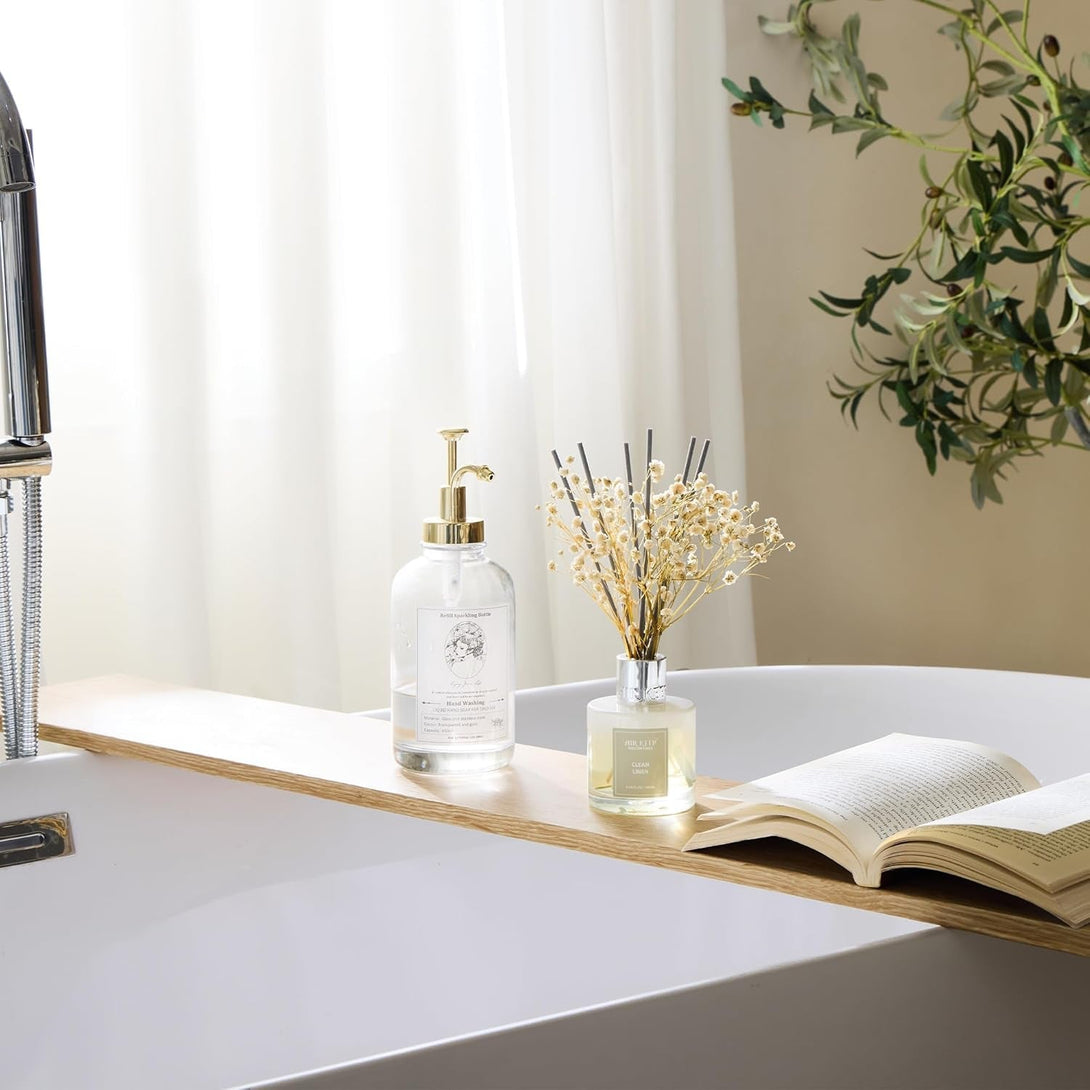 Airkeep Reed Diffuser Set,3.38 Fl Oz (100 Ml) - Clean Linen Oil Diffusers with 8 Reed Sticks,Home Fragrance Reed Diffuser for Bathroom Shelf Decor