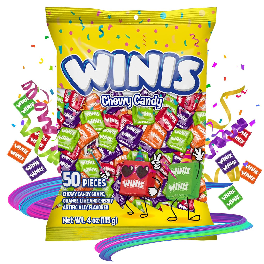 Chewy Candy Winis Original Variety Bag – Taffy Candy 50 Individually Wrapped Pieces- Size 4 Oz Bag Assorted Easter Candy Mix