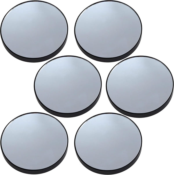 Iconikal 10X Magnification Mirror with Suction Cups, Black, 3-Inch Diameter, 6-Pack