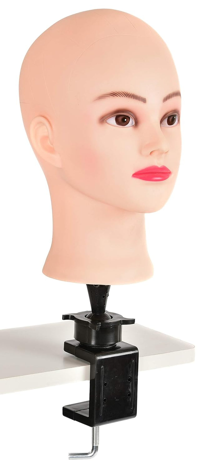 FUTAI Human Hair Mannequin Head Table Clamp Stand Hairdresser Practice Manikin Cosmetology Makeup Manican Doll Training Head Black Wig Head Stands Metal Holder