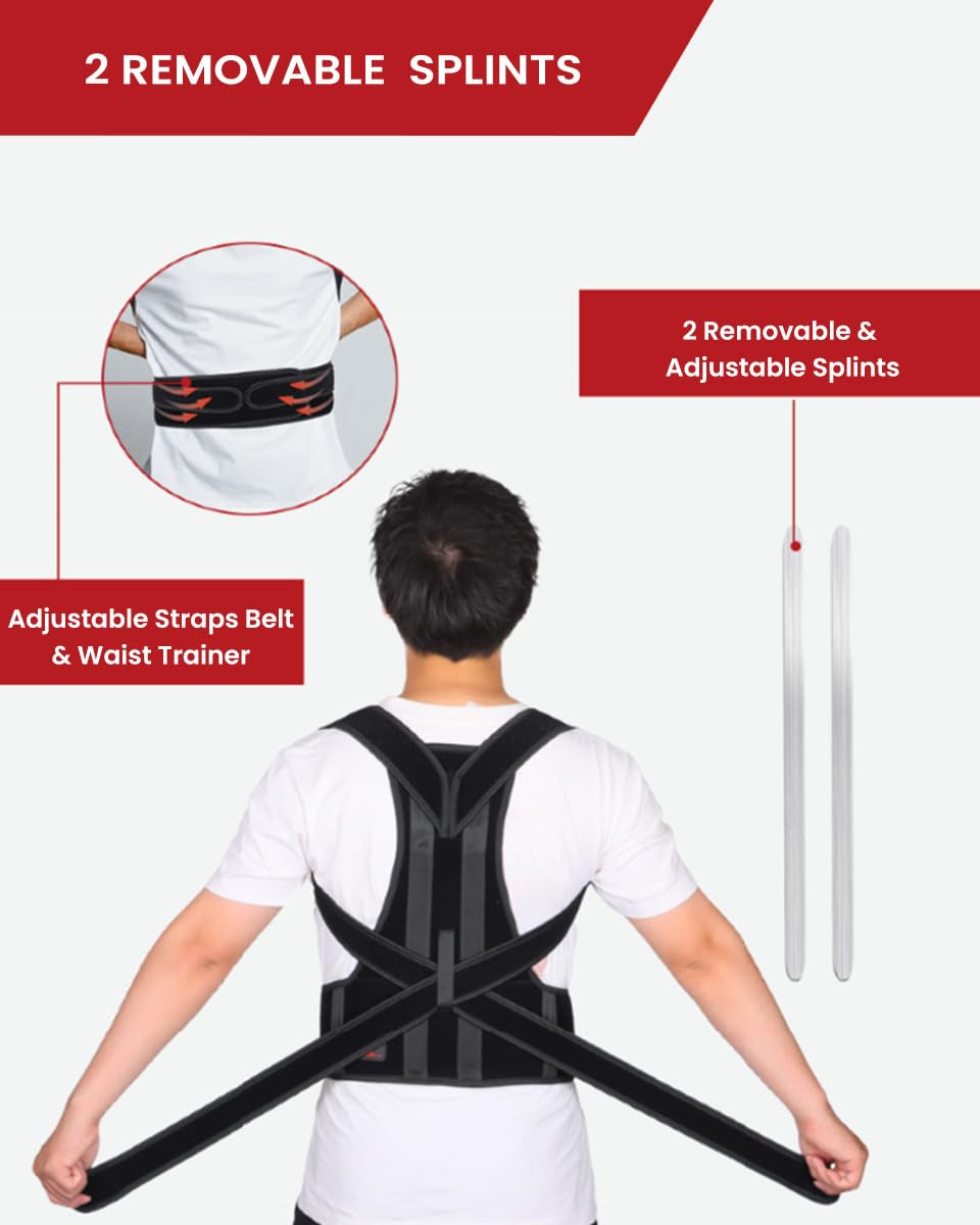 Back Brace Posture Corrector for Women and Men, Lower and Upper Back Pain Relief, Shoulder Straightener and Adjustable Full Back and Lumbar Support