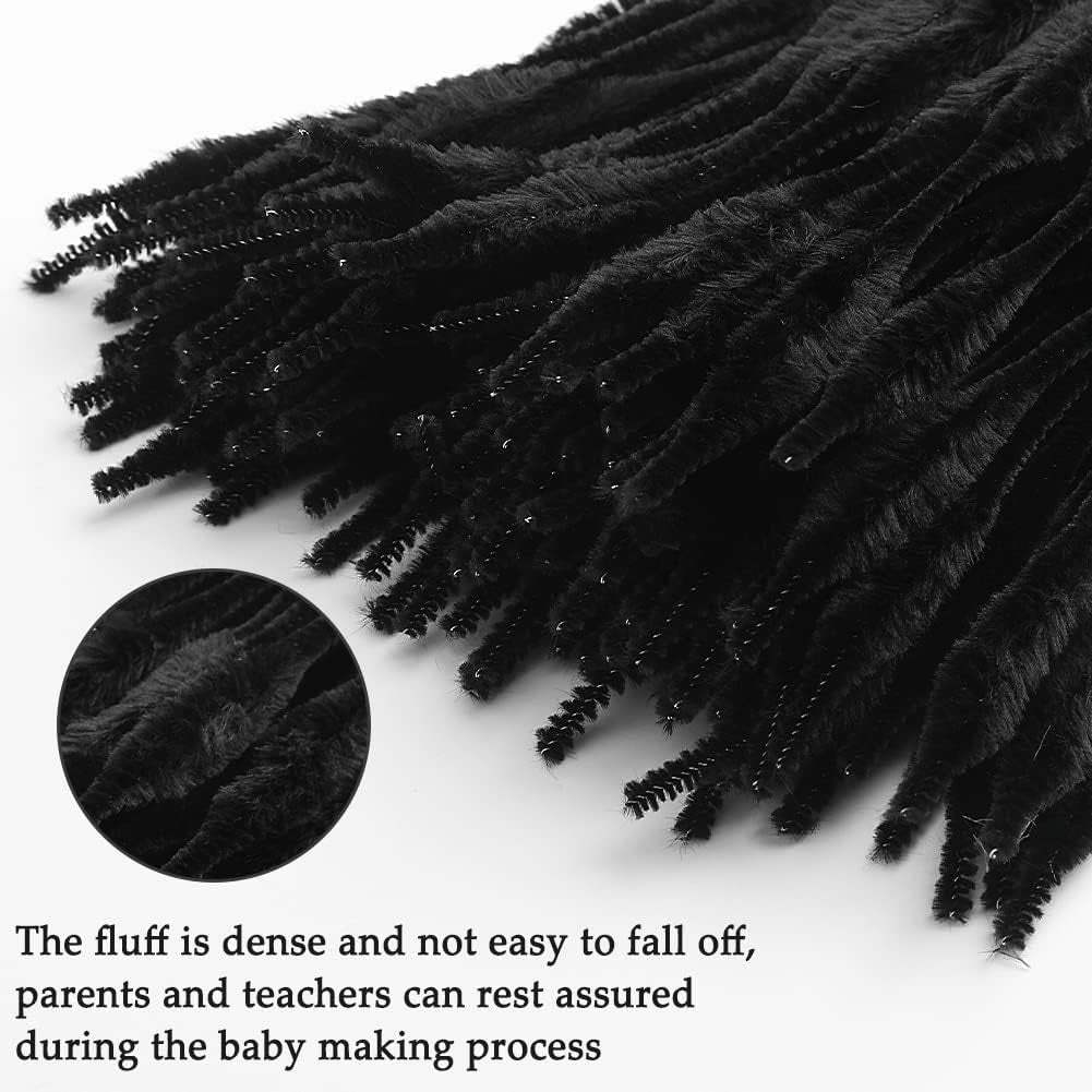 100 PCS Pipe Cleaners Chenille Stem, Bump Chenille Stems Pipe Cleaner, Black Pipe Cleaners Crafts Supplies for DIY Arts Crafts Decorations (Black)