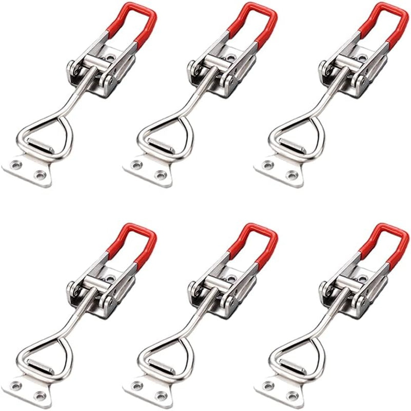 E-TING 6-Pack 4001 330Lbs Holding Capacity Adjustable Toggle Latch Clamp Smoker Latch Clamps 150Kg Quick Release Pull Latch +24 Screws for Various Tool Box