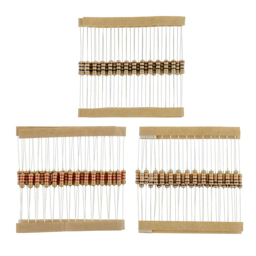 BOJACK 1000 Pcs 25 Values Resistor Kit 1 Ohm-1M Ohm with 5% 1/2W Carbon Film Resistors Assortment