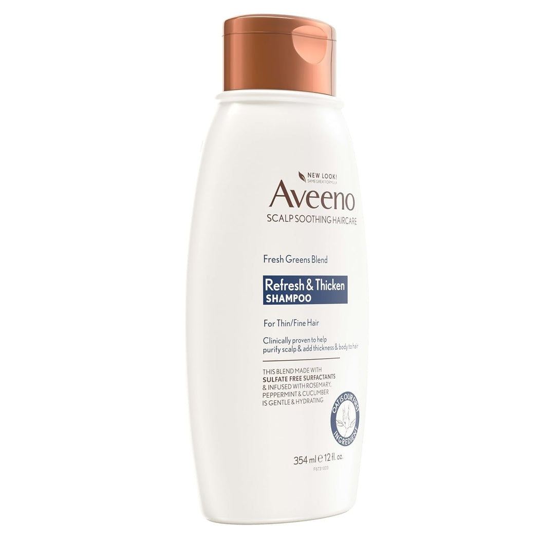 Aveeno Fresh Greens Blend Natural Volumizing Shampoo, Cucumber, Rosemary, for Fine Hair, 12 Fl Oz
