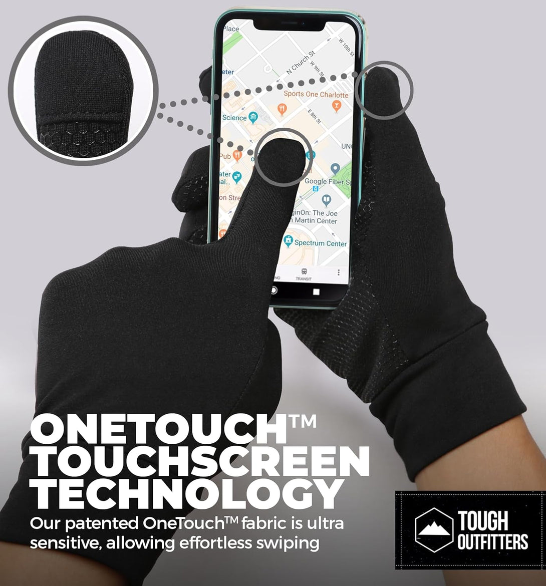 Tough Outdoors Running Gloves for Men & Women - Winter Liners & Touchscreen - Lightweight & Hiking Gloves