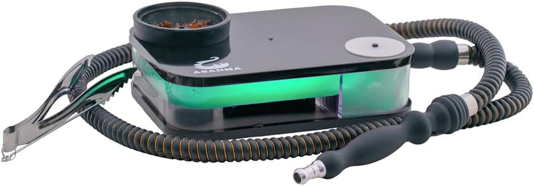 Acrylic Hookah Set Portable Personal Travel Flat Led Hookah Box with Everything Travel Case Silicone Bowl Silk Hookah Hose Tongs Magical LED Light for Better Shisha Hookah Narguile Smoking