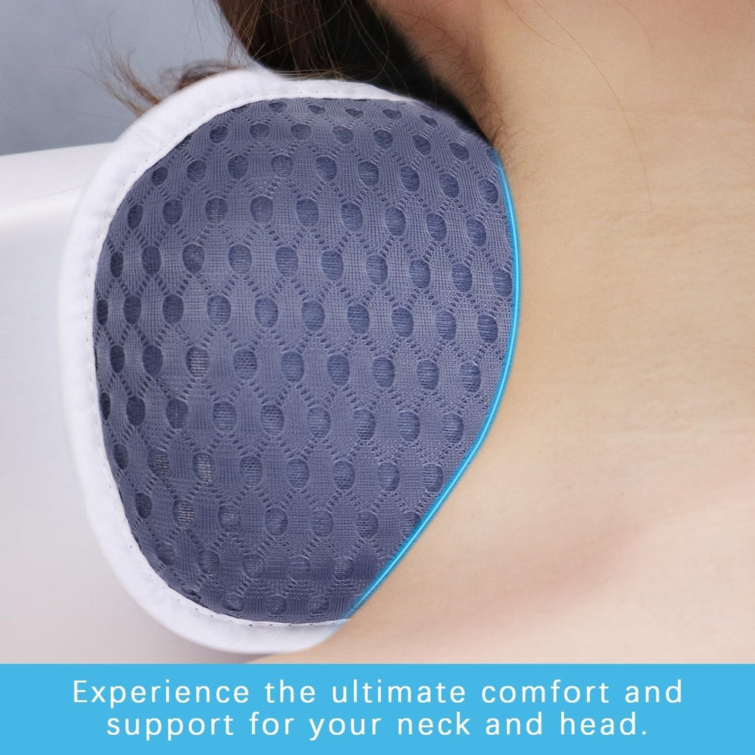 Bath Pillow for Tub-Tub Pillow for Bathtub Support Neck, Slip Resistant Waterproof Bath Pillows for Tub Neck and Back Support with 3 Strong Suction Cups,Dark Blue
