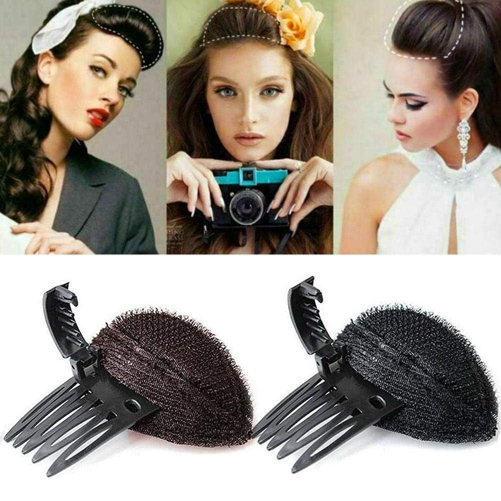 1Pc Black Fluffy Hair Pad Sponge Clip Bun Comb Bump It up Hairstyling Tool for Women and Girls - DIY Beauty and Personal Care Clips and Barrettes