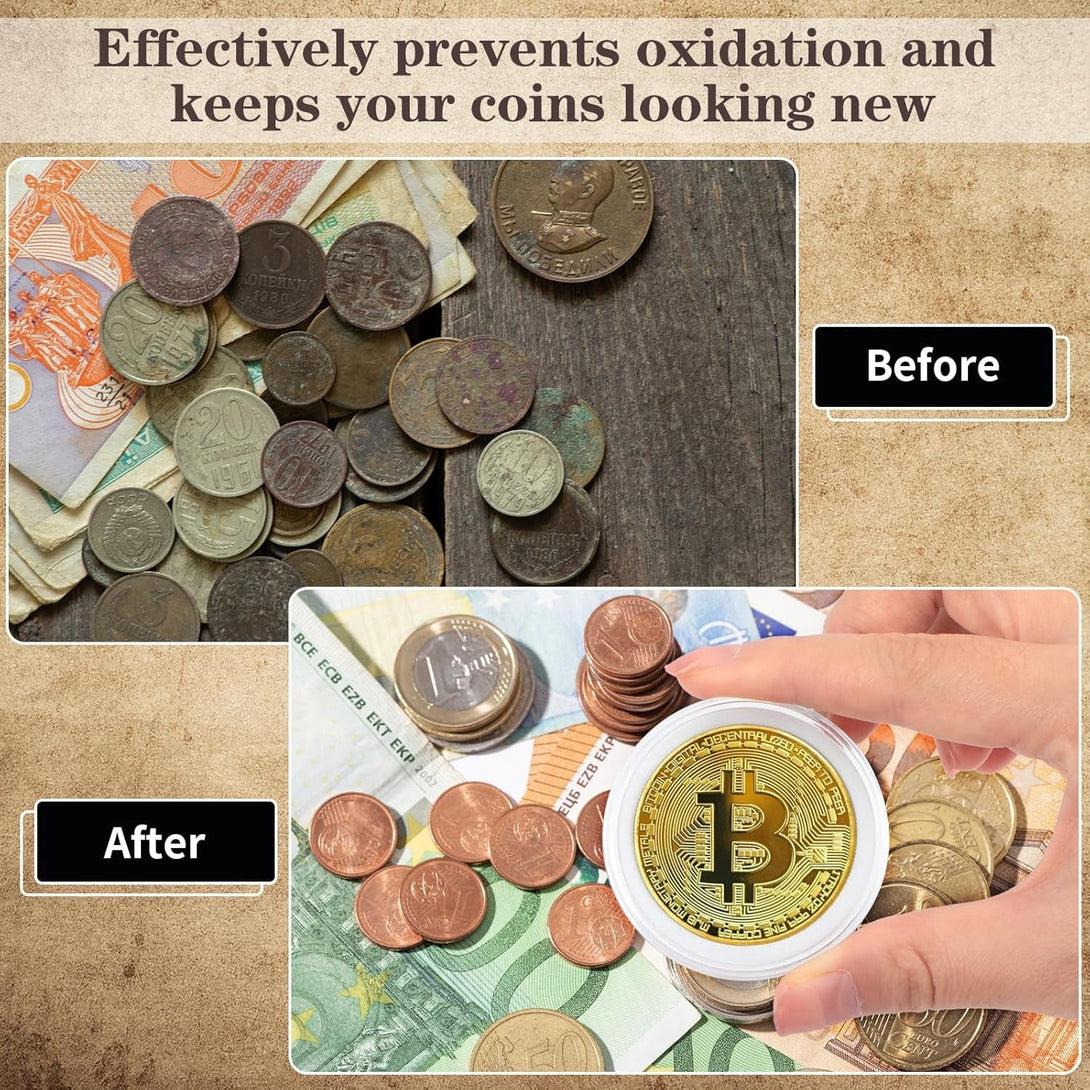 63PCS Silver Dollar Coin Holder, Clear Coin Capsules, Coin Holders for Collectors, Plastic Coin Case for Morgan Silver Dollar, Coin Protectors with Adjustable Gasket (17/20/25/27/30/33/38/40Mm)