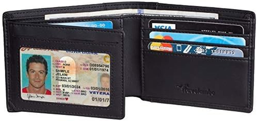 Travelambo Wallet for Men, Trifold RFID Blocking Mens Wallet, 12 Credit Card Holder Minimalist Front Pocket, Leather Slim Wallet with ID Window