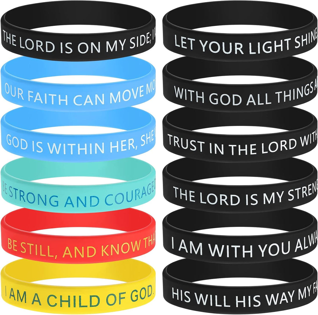 60 Pcs Bible Verses Bracelets Religious Silicone Bracelets Pastor Gifts Christian Inspirational Rubber Wristbands Colored Faith Bracelets Bible Verse Wristband for Men Women Teens