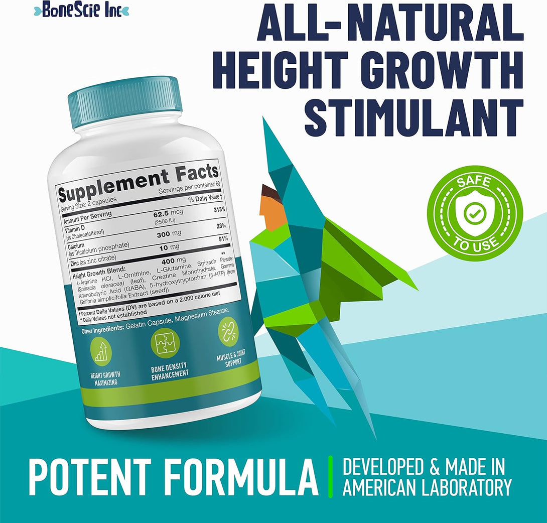 Height Growth Maximizer - Reach Natural Height - Made in USA - Height Pills Bone Growth - Grow Taller Supplement for Adults & Kids - Height Increase Pills - Maximum Height Growth Formula - 120 Caps