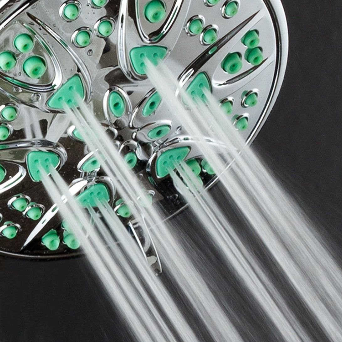 Aquadance Antimicrobial 6-Setting Shower Head, Aqua Green, 4"