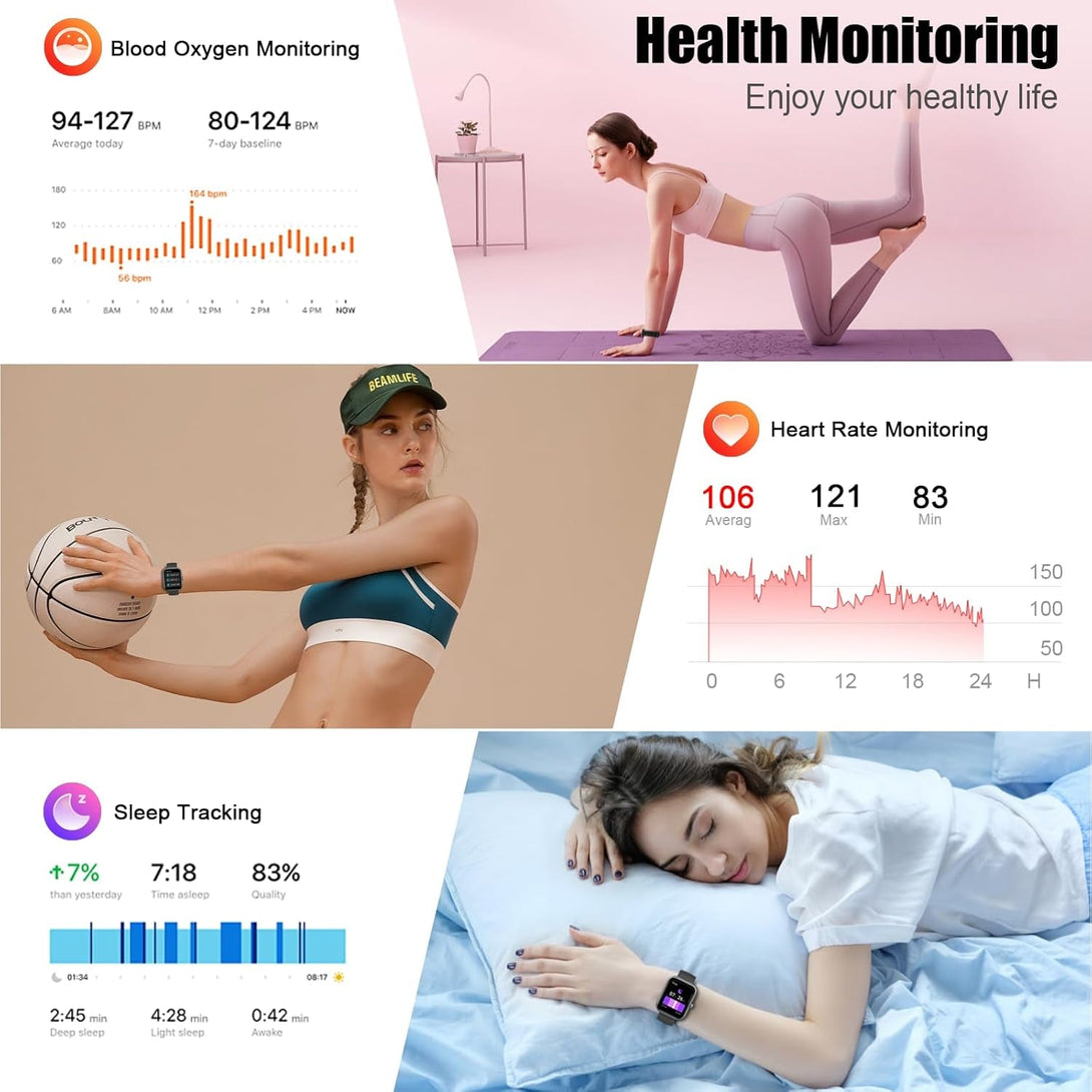 Smart Watch for Men Women, 1.96" Fitness Tracker Running Watch (Answer/Make Call), IP68 Waterproof, Pedometer, Sleep/Step/Activity/Heart Rate Monitor, 110+ Sport Modes Smartwatch for Adroid Ios Phone