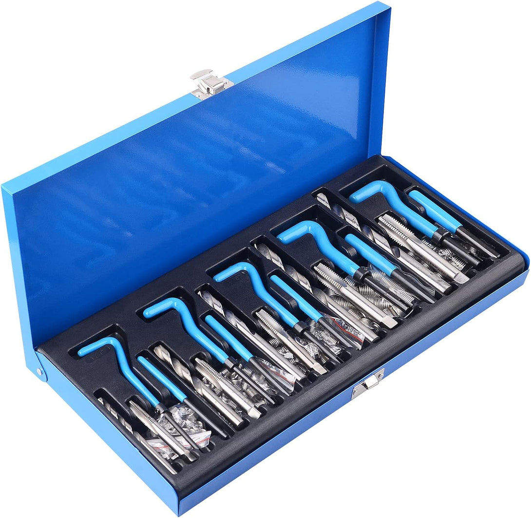 DAYUAN 131PC SAE Thread Repair Kit, HSS Drill Helicoil Kit Standard, 1/4" 5/16" 3/8" 7/16" 1/2"