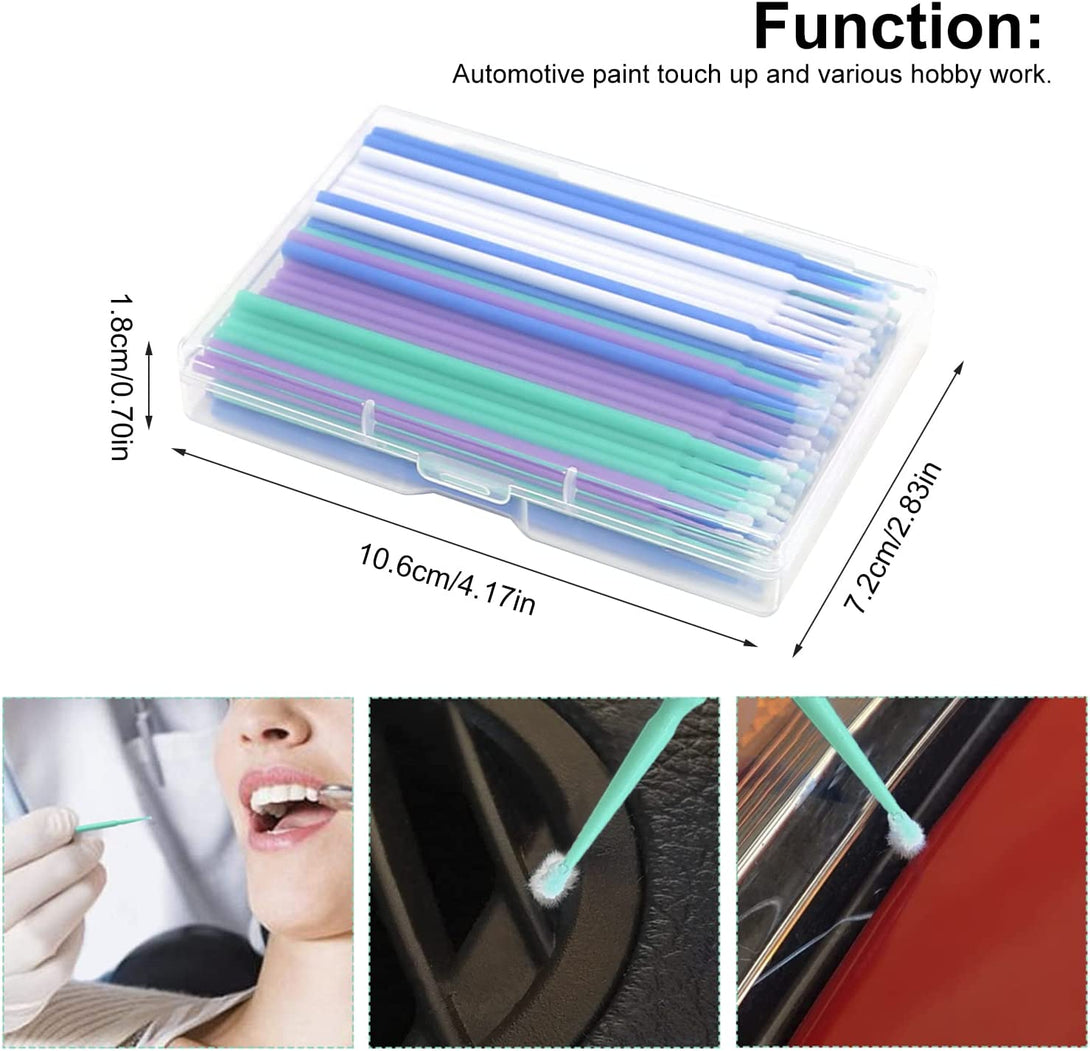 UOIENRT Touch up Paint Brushes, 200 Pack Disposable Micro Applicators for Automotive Paint Chip Repair (1MM, 1.3MM, 1.8MM, 2.5MM)