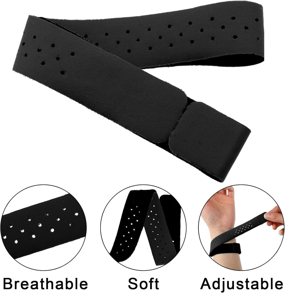 Oudain 4 Pcs Replacement Heart Rate Monitor Band, Soft Heart Rate Armband Strap, Theory Fitness Adjustable(0.8 X 14.2 Inch,Black)