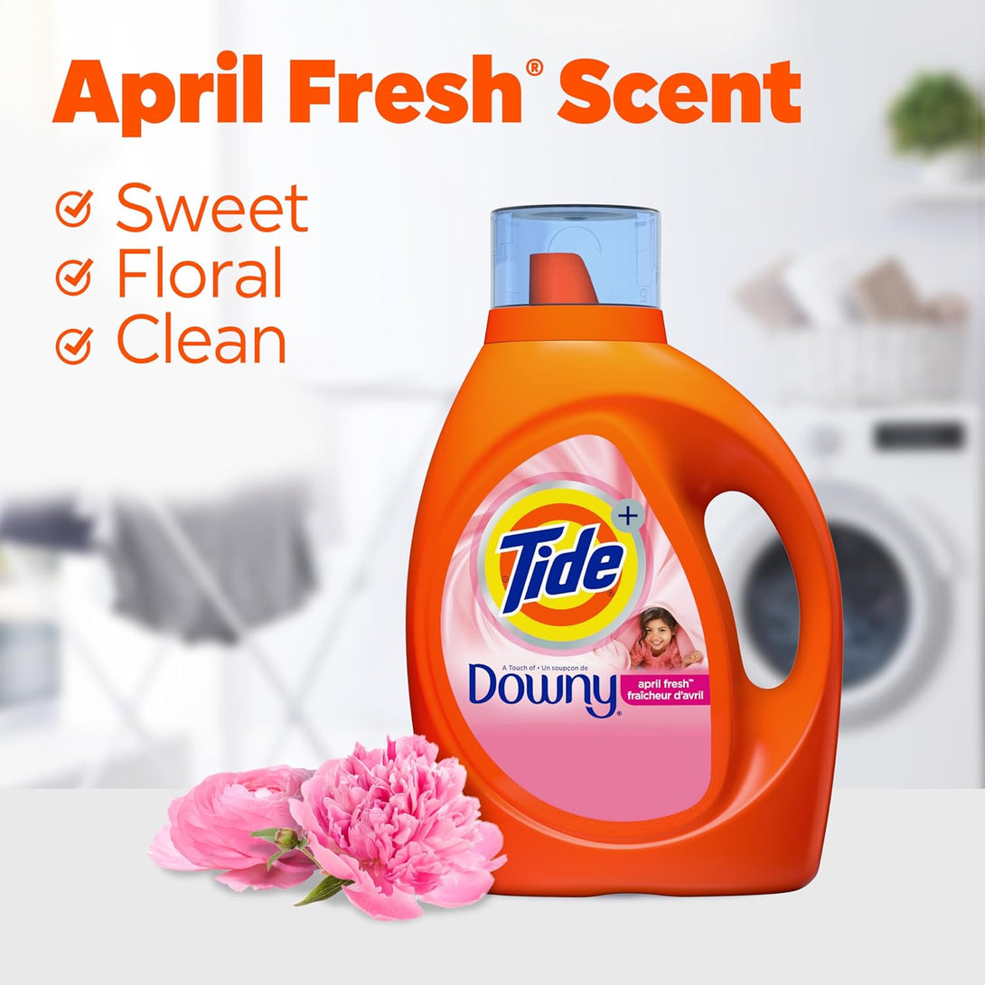 Tide with Downy Laundry Detergent Liquid Soap, High Efficiency (HE), April Fresh Scent, 59 Loads 92 Fl Oz