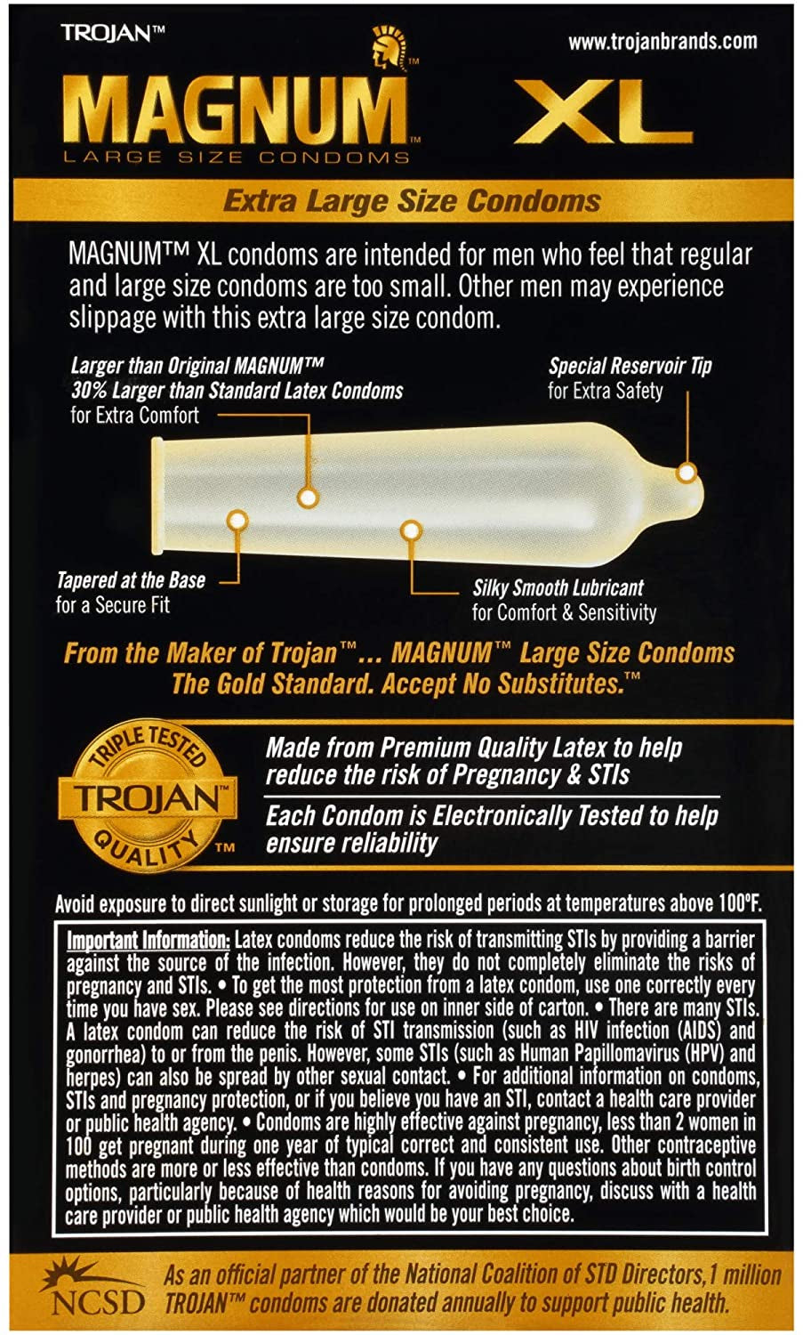 Trojan Magnum XL Large Size Lubricated Condoms - 12 Count