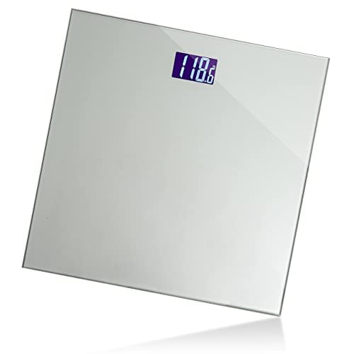 Moss & Stone Silver Digital Bathroom Scale for Body Weight, Smart Step-On Technology, Backlit LCD Display, High Accuracy