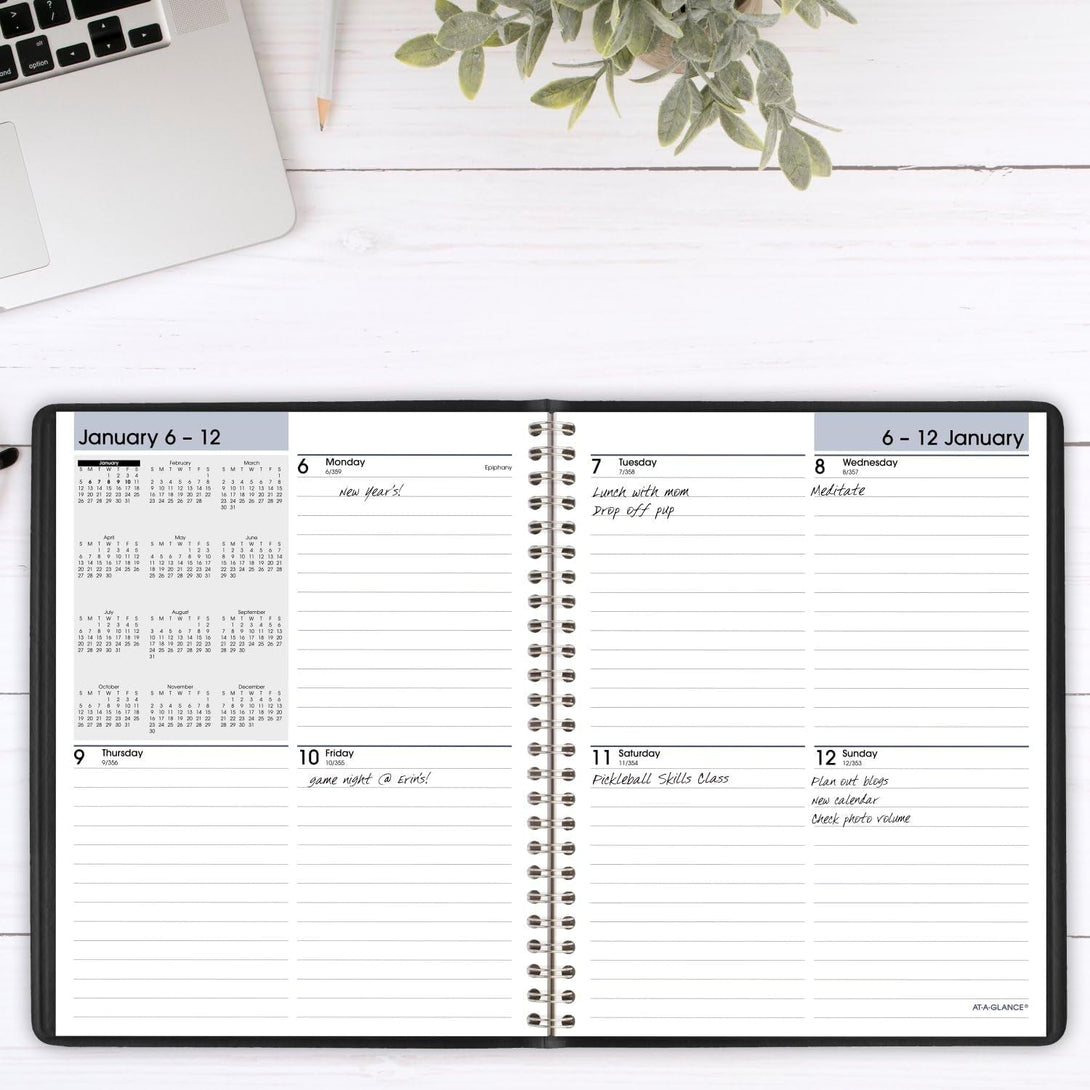 AT-A-GLANCE 2025 Planner, Weekly, 7" X 8-3/4", Medium, Block-Style, Dayminder, Black (G5350025)