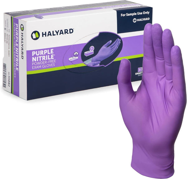 HALYARD PURPLE NITRILE Exam Gloves, Powder-Free, Non-Sterile, 5.9 Mil, 9.5", Purple, Medium, 55082 (Box of 100)