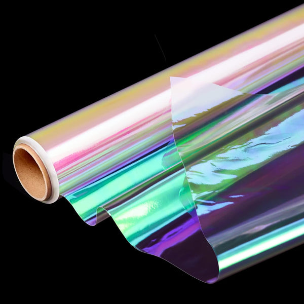 POPGIFTU Cellophane Wrap Paper Rainbow Color | Unfolded 86CM Wide X 15M Long | Iridescent Film Cellophane Gift Wrap | Florist Flower DIY Wrap Wedding Birthday Present Gift Package Wrapping