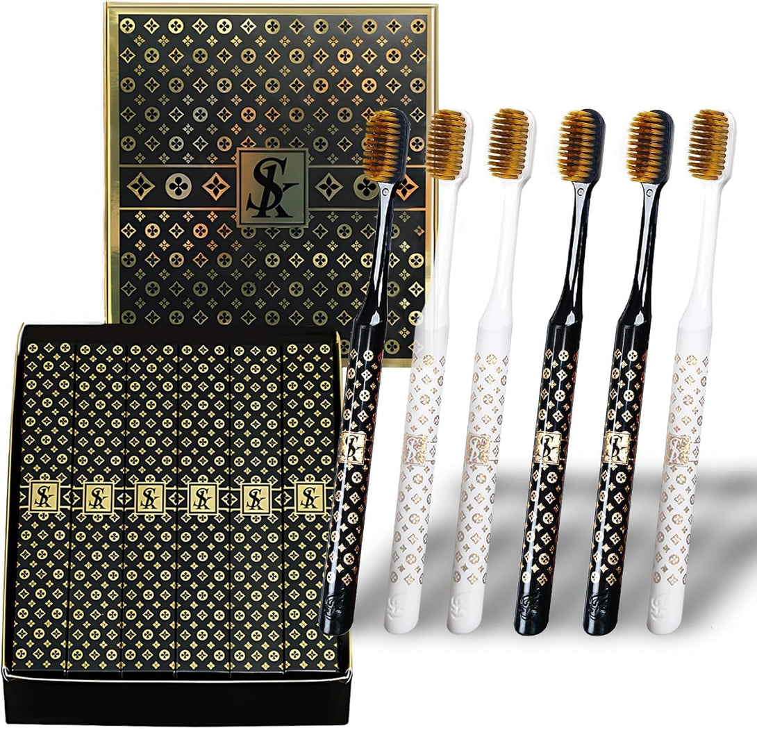 Adult Extra Soft Bristles Toothbrush Nano Manual Toothbrush for Sensitive Teeth and Receding Gums Plaque Remover BPA Free 6 Pack