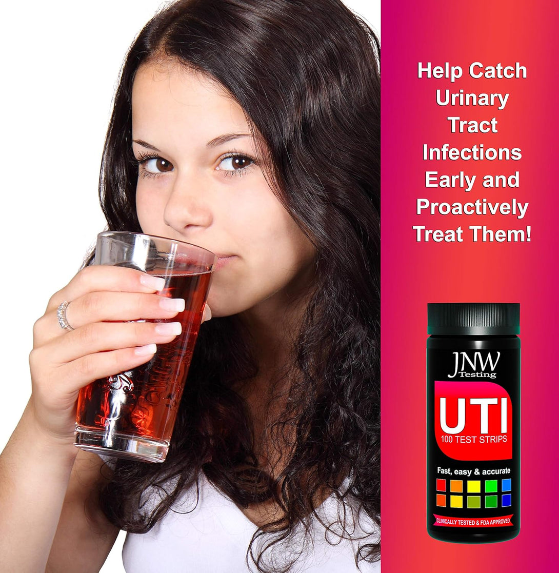 3-In-1 Urinary Tract Infection Test Strips - Home UTI Test Kit with Ebook - with 100 Quick and Accurate UTI Test Strips - 100 Strips by JNW Direct