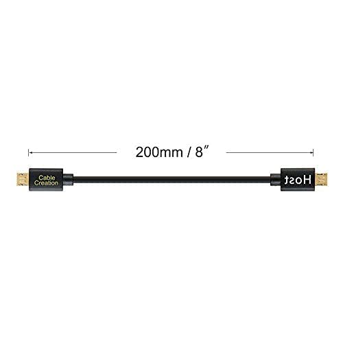 Cablecreation Short Micro USB to Micro USB OTG Cable 8Inch, Works for DJI Spark Mavic, PS4, Owlet, Android Phone Tablet, DAC and More,20Cm
