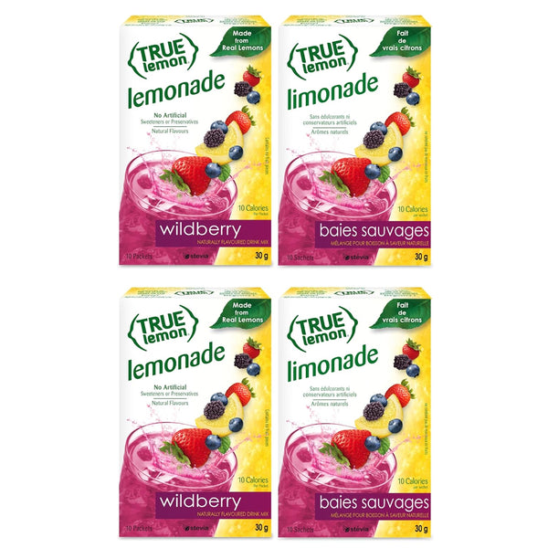 True Lemon WILDBERRY LEMONADE, True Citrus, 10 Count (Pack of 4)