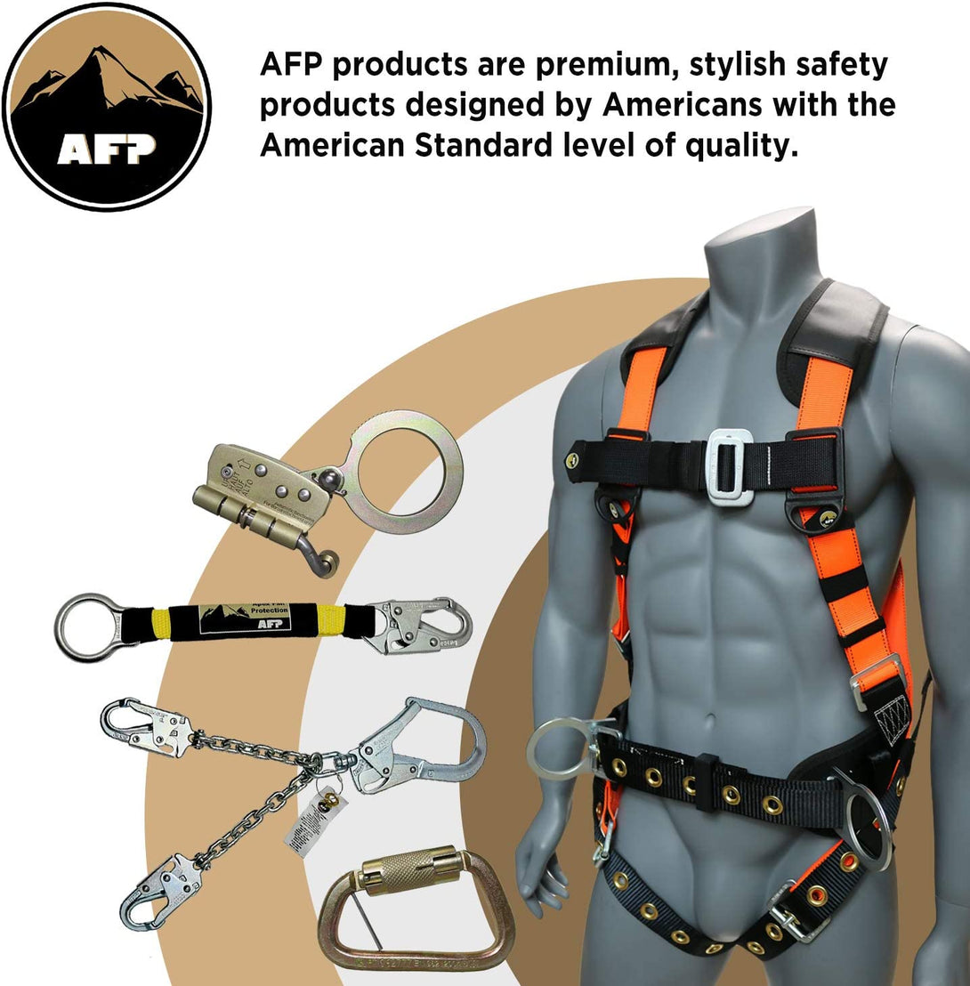 AFP Tongue Buckle Body Belt, Heavy-Duty Tool Belt for Pouches, Work Belt, PPE for Safety Harness, Work Positioning, Construction, Fall-Protection, Carpenters (OSHA/ANSI Rated) 1.75’’W, Black (Large)