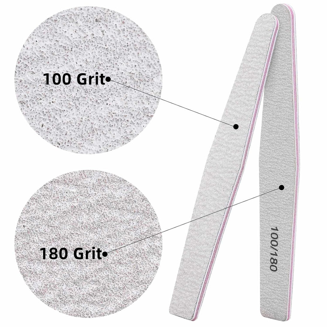 BTYMS 25 Count 100/180 Grit Nail Files for Acrylic Nails, Double Sided Emery Boards Reusable Nail Buffing Files