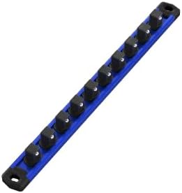 WORKPRO Magnetic Socket Organizer, Heavy Duty 3/8-Inch Drive Socket Rail | Aluminum Alloy, 10 Pieces Clips, Rotatable & Movable Clips, Efficient