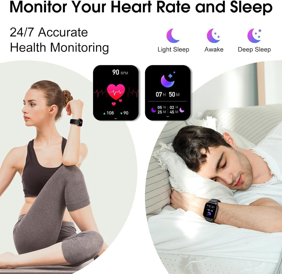 Smart Watch, 2.1" Smart Watches for Men Women(Answer/Make Call),120+ Sport Modes Fitness Tracker with Sleep Heart Rate Monitor, Pedometer, Watches for Men IP68 Waterproof Fitness Watch for Ios Android