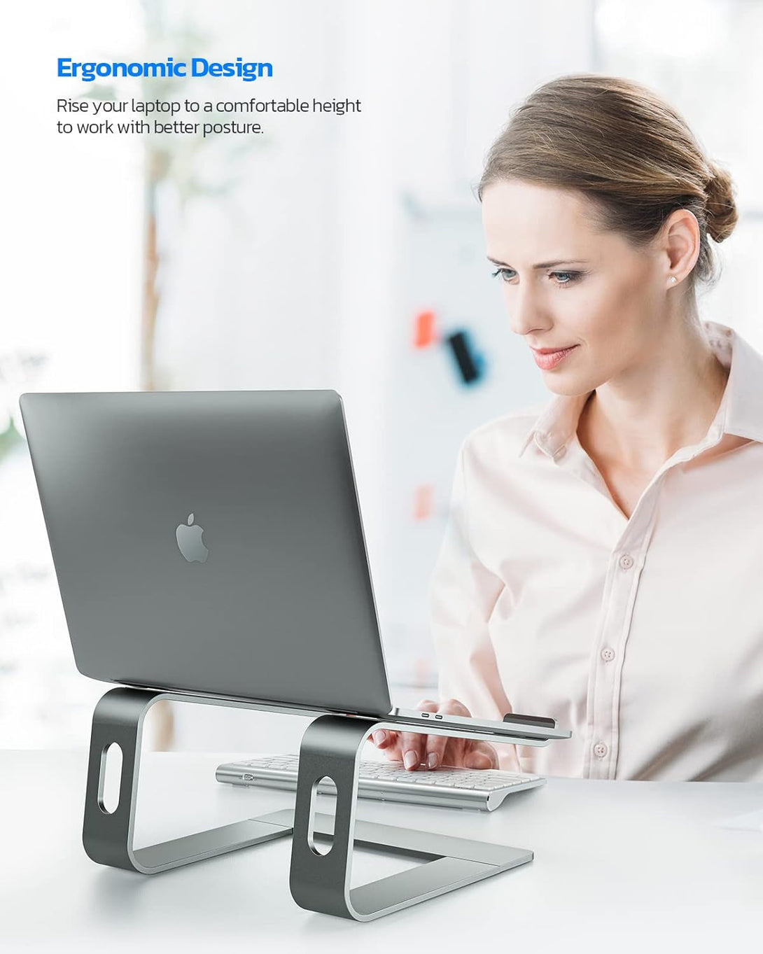Nulaxy Fully Aluminum Laptop Stand, Detachable Ergonomic Laptop Holder Mount Computer Riser for Desk, Notebook Stand Compatible with Macbook, Dell XPS, All 10-16" Laptops - Gray