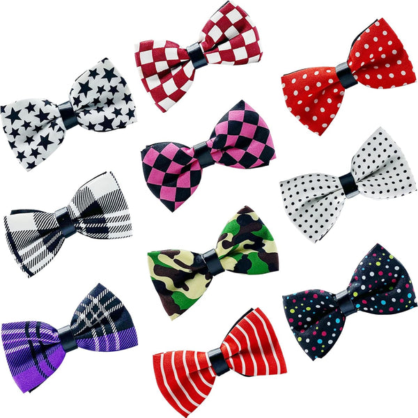 10 PCS Dogs Collar Elastic Attachment Bow Ties for Small Medium Large Pet/Cats Puppies Collar Charms Accessories Slides Bowties for Birthday Wedding Parties(Classic Small)