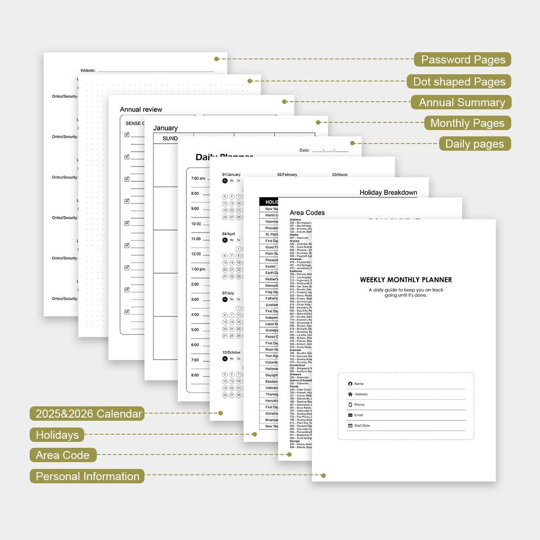 7" X 10" Undated Hourly Planner Journal, Daily Planner, Notebook with Hourly Schedule, Weekly and Monthly Planner Spiral Bound,Weekly to Do List Notebook with Goal & Habit Tracker Organizer