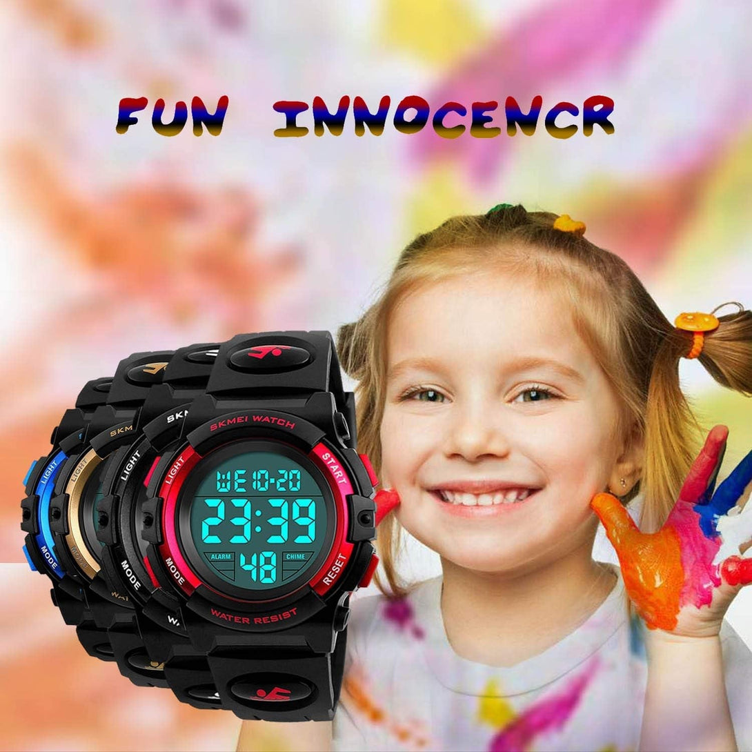 Cofuo Kids Digital Sports Watch for Boys Girls, Boy Waterproof Casual Electronic Analog Quartz 7 Colorful Led Watches with Alarm Stopwatch Silicone Band Luminous Wristatches