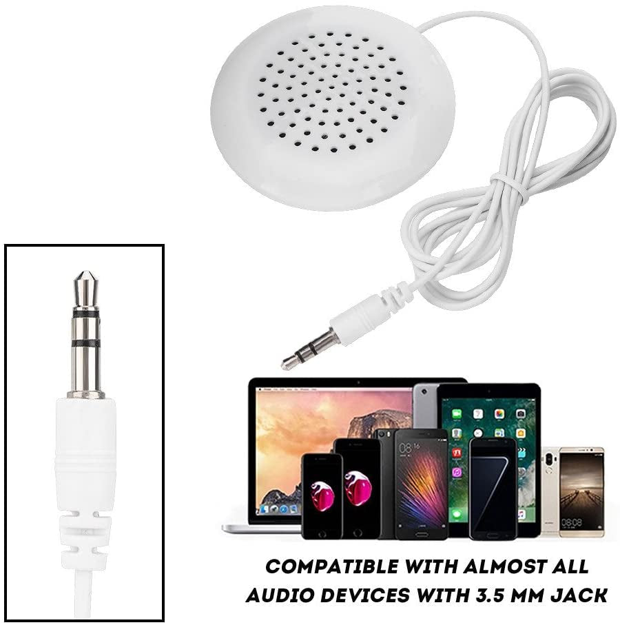 ASHATA Portable Pillow Speaker, Mini Stereo Speaker with 3.5Mm Aux Plug for MP3, Phone, CD Player, Etc (White)