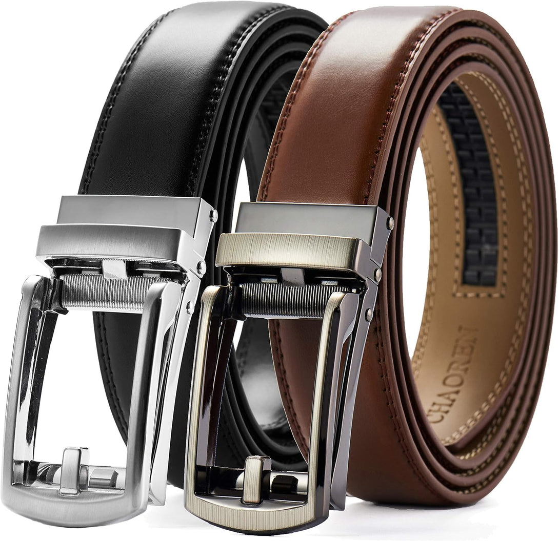 CHAOREN Click Belt for Men 2 Pack - Mens Dress Belt 1 1/4" in Packing Box - Design Belt Meet Almost Any Occasion and Outfit