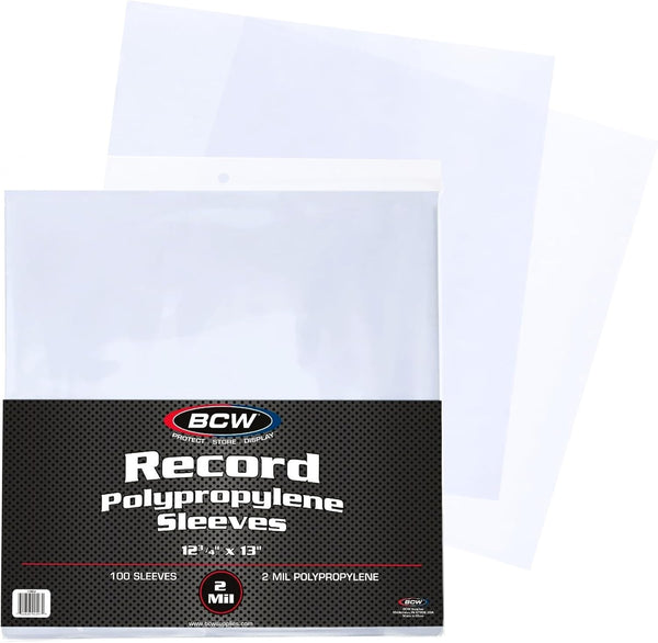 BCW 33 RPM Record Sleeves - 100 Ct | Polypropylene Vinyl Record Outer Sleeves | 2 Mil Thickness | Vinyl Record Album Protectors | Protective Sleeves for Vinyl Record Albums | Record Sleeves Outer